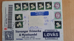 Norway To Latvia Registret Letter - Stamps 1997 - Briefe U. Dokumente