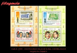 CUBA MINT. 1988-14 CENTENARIO DE JOSÉ RAÚL CAPABLANCA. CAMPEÓN MUNDIAL DE AJEDREZ. HOJAS BLOQUES - Ongebruikt
