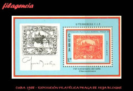 CUBA MINT. 1988-16 EXPOSICIÓN FILATÉLICA PRAGA 88. SELLO EN SELLO. HOJA BLOQUE - Neufs