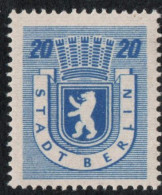 Germany 1945 Stadt Berlin 20 Pf Paper WA Z Plateflaw Mi I MNH Certified Ströh BPP Ber"L"in Extended Character - Berlin & Brandebourg