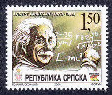 Bosnia Serbia 2004 Albert Einstein, Science, Theory Of Relativity, MNH - Albert Einstein