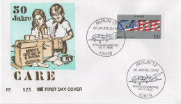 Germany Deutschland 1995 FDC 50 Jahre Years Of CARE Organization, Palne Airplane Aviation, Canceled In Berlin - 1991-2000