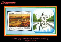 CUBA MINT. 1989-03 EXPOSICIÓN FILATÉLICA INDIA 89. PINTURA. VELEROS. HOJA BLOQUE - Neufs