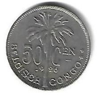 Belgium Congo 50 Centimes 1926 Flemisch Km 23  Vf+ - 1910-1934: Alberto I