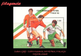 CUBA MINT. 1989-06 COPA MUNDIAL DE FÚTBOL ITALIA 90. HOJA BLOQUE - Nuevos