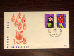 BELGIUM FDC COVER 1974 YEAR BLOOD DONATION RED CROSS HEALTH MEDICINE STAMPS - Covers & Documents