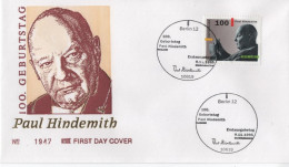 Germany Deutschland 1995 FDC Paul Hindemith, Composer Violinist Conductor Komponist, Music Musik, Canceled In Berlin - 1991-2000