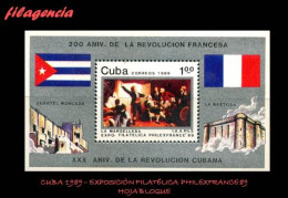CUBA MINT. 1989-17 EXPOSICIÓN FILATÉLICA PHILEXFRANCE 89. BICENTENARIO REVOLUCIÓN FRANCESA. PINTURAS. HOJA BLOQUE - Neufs