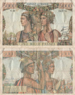 France / 5.000 Francs / 1951 / P-131(b) / VF - 5 000 F 1949-1957 ''Terre Et Mer''