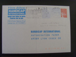 9- PAP Réponse Luquet, Handicap International, Sans La Mention PAP Réponse Dans Le Fond De Sûreté Bleu, Obl - PAP: Ristampa/Luquet