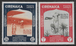 Italia Italy 1934 Colonie Cirenaica Arte Coloniale Aerea 2val Sa N.A24,A28 Nuovi MH * - Cirenaica