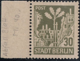 Germany 1945 Stadt Berlin 30 Pf Paper WA Z Plateflaw Mi I MNH Certified Ströh BPP Acorn At First Branch Right - Berlino & Brandenburgo