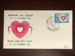 BELGIUM FDC COVER 1980 YEAR HEART CARDIOLOGY HEALTH MEDICINE STAMPS - Covers & Documents