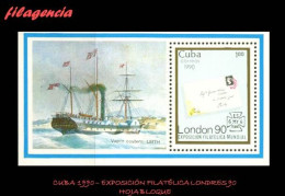 CUBA MINT. 1990-10 EXPOSICIÓN MUNDIAL DE FILATELIA LONDRES 90. SELLO EN SELLO. HOJA BLOQUE - Unused Stamps