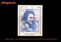 CUBA MINT. 1990-12 70 ANIVERSARIO DEL NATALICIO DE CELIA SÁNCHEZ - Unused Stamps