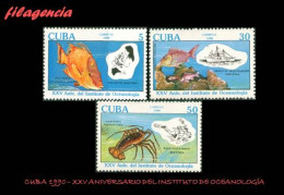 CUBA MINT. 1990-14 XXV ANIVERSARIO DEL INSTITUTO CUBANO DE OCEANOLOGÍA. FAUNA MARINA - Unused Stamps