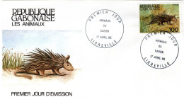 GABUN, FDC, Porcupine  /  REPUBLIQUE  GABONAISE, Lettre De Première Jour,  Hérisson  1985 - Roedores