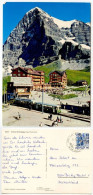 Switzerland 1988 Postcard Kleine Scheidegg - Eiger-Nordwand; 80c. Postman Stamp; Lauterbrunnen Pictorial Postmark - Lauterbrunnen