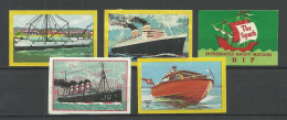 5 Match Box Labels Zündholzschachteletiketten Ships Schiffe - Boites D'allumettes - Etiquettes