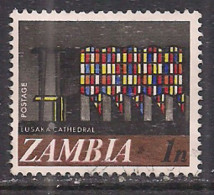 Zambia 1968 QE2 1n Lusaka Cathedral Used SG 129 ( M1149 ) - Zambia (1965-...)