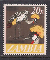 Zambia 1968 QE2 20n Crowned Cranes MNH SG 136 ( M1375 ) - Zambia (1965-...)