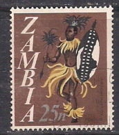 Zambia 1968 QE2 25n Man Dancing Used SG 137 ( M1025 ) - Zambia (1965-...)