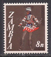 Zambia 1968 QE2 8n Dancer MNH SG 133 ( M1224 ) - Zambie (1965-...)