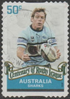 AUSTRALIA - DIE-CUT-USED 2008 50c Centenary Of Rugby League - Sharks - Oblitérés