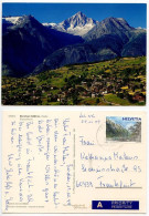 Switzerland 1999 Postcard Bürchen 1283m, Wallis Bietschhorn; 110c. Gen. Suworow Stamp - Bürchen