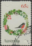 AUSTRALIA - DIE-CUT-USED 2020 65c Secular Christmas - Wreath, Robin Red Breast - Bird - Usati