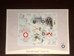 BELGIUM FDC SHEET  2017 YEAR MALARIA X-RAY BLOOD CONSERVATION RED CROSS HEALTH MEDICINE STAMPS - Cartas & Documentos