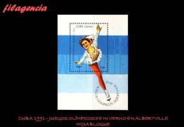 CUBA MINT. 1991-14 JUEGOS OLÍMPICOS DE INVIERNO EN ALBERTVILLE. HOJA BLOQUE - Unused Stamps