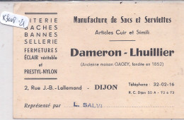DIJON- CARTE COMMERCIALE- MAISON DAMERON-LHUILLIER- MANUFACTURE DE SACS ET SERVIETTES- CUIR ET SIMILI - Dijon