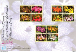 (Sous La Valeur Faciale) " ORCHIDEES ONU 2005 " (les 3 Centres) Sur Enveloppe 1er Jour JUMBO FDC à Saisir !!! - Orchidées