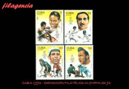 CUBA MINT. 1992-14 EXPOSICIÓN FILATÉLICA OLYMPHILEX 92. FIGURAS DEL DEPORTE CUBANO - Ongebruikt