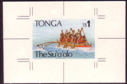 TONGA 1991 Cromalin Proof - Shows Outrigger Canoe - 4 Exist - Tonga (1970-...)