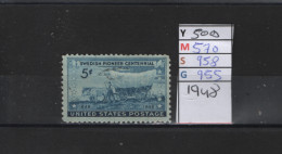 PRIX FIXE Obl 509 YT 570 MIC 958 SCO 955 GIB Swedish Pioneer Centenaire  Chariot à Bâche D'un Pionnier Etats Unis 58A/04 - Used Stamps