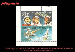 CUBA MINT. 1991-04 XXX ANIVERSARIO DEL PRIMER HOMBRE EN EL ESPACIO. HOJA BLOQUE - Unused Stamps