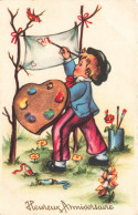 FETES - VOEUX - Anniversaire - Heureux Anniversaire - Un Enfant Qui Peint Quelque Chose - Carte Postale Ancienne - Birthday