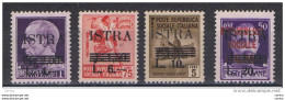 ISTRIA - OCC. JUGOSLAVA:  1945  SOPRSTAMPATI  -  S. CPL. 4  VAL. N. -  SASS. 37/40 - Yugoslavian Occ.: Istria