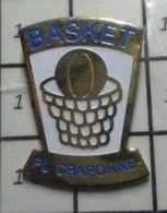 1317 Pin's Pins / Beau Et Rare / SPORTS / BASKET-BALL CLUB PL CRAPONNE PATRONAGE LAIQUE - Pallacanestro