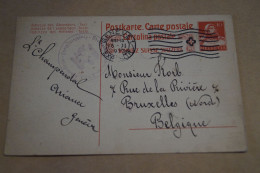 Guerre 14-18,bel Envoi Suisse Belgique,1917,censure Allemande,belle Oblitération Militaire - OC38/54 Belgische Bezetting In Duitsland