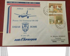 2 Enveloppes FDI D'Air Afrique De 1981 Pour Le 1er Vol De L'Airbus Sur Dakar - Rome Et Retour - Autres - Afrique