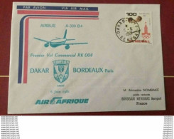 1 Enveloppe FDI D'Air Afrique De 1981 Pour Le 1er Vol De L'Airbus Sur Dakar - Bordeaux - Autres - Afrique