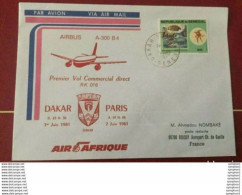 1 Enveloppe FDI D'Air Afrique De 1981 Pour Le 1er Vol De L'Airbus Sur Dakar - Paris - Autres - Afrique