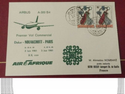 1 Enveloppe FDI D'Air Afrique De 1981 Pour Le 1er Vol De L'Airbus Sur Nouakchott - Paris - Autres - Afrique