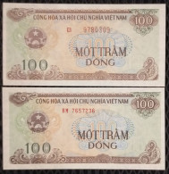 2 Different Vietnam Viet Nam 100 Dong UNC Banknote Notes 1991 - Pick # 105a & 105b - Viêt-Nam