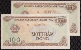 Lot Of 2 Vietnam Viet Nam 100 Dong UNC Consecutive Banknote Notes 1991 - Pick # 105b - Vietnam