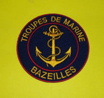 TISSU PATCH :  TROUPES DE MARINE , BAZEILLES , DIAMETRE 9 CM , BON ETAT VOIR PHOTOS . POUR TOUT RENSEIGNEMENT ME CONTACT - Ecussons Tissu