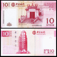 Macau Macao Paper Money 2008-2014  Banknotes 10 Dollars BOC Bank UNC Banknote - Macao